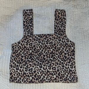 Cheetah cropped thick strapped Tank Top